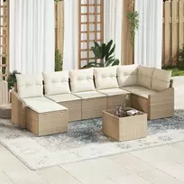 Lauko baldų komplektas Sofos komplektas su pagalve 8 pcs Smėlio poliratanas