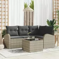 Lauko baldų komplektas Sodo Sofų Rinkinys 5 pcs Šviesiai pilka poliratanas