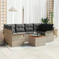 Lauko baldų komplektas Sodo Sofų Rinkinys su pagalve 7 pcs Pilka poliratanas