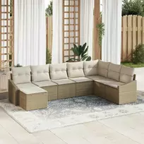 Lauko baldų komplektas Sofos komplektas su pagalve 8 pcs Smėlio poliratanas