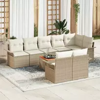 Lauko baldų komplektas Sodo Sofų Rinkinys su pagalve 9 pcs Smėlio poliratanas