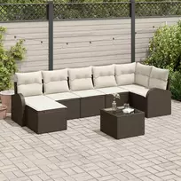 Lauko baldų komplektas Sodo Sofų Rinkinys su pagalve 8 pcs Ruda Poli ratanas