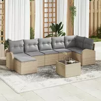 Lauko baldų komplektas Sodo Sofų Rinkinys su pagalve 8 pcs Smėlio Poli ratanas
