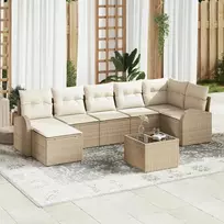 Lauko baldų komplektas Sodo Sofų Rinkinys su pagalve 8 pcs Smėlio Poli ratanas