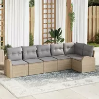 Sodo Sofų Rinkinys su pagalve 6 pcs Smėlio Poli ratanas