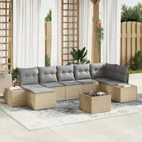 Lauko baldų komplektas Sodo Sofų Rinkinys su pagalve 8 pcs Smėlio poliratanas
