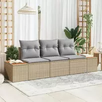 Lauko baldų komplektas Sodo Sofų Rinkinys su pagalve 3 pcs Smėlio poliratanas