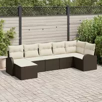 Lauko baldų komplektas Sodo Sofų Rinkinys su pagalve 7 pcs Ruda Poli ratanas