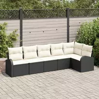 Sodo Sofų Rinkinys su pagalve 6 pcs Juoda Poli ratanas