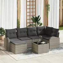 Lauko baldų komplektas Sodo Sofų Rinkinys 7 pcs Šviesiai pilka poliratanas