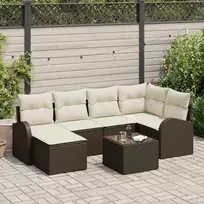 Lauko baldų komplektas Sodo Sofų Rinkinys 7 pcs Ruda poliratanas