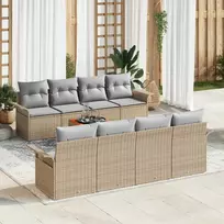Lauko baldų komplektas Sodo Sofų Rinkinys su pagalve 9 pcs Smėlio poliratanas