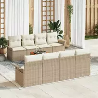 Lauko baldų komplektas Sodo Sofų Rinkinys su pagalve 9 pcs Smėlio poliratanas