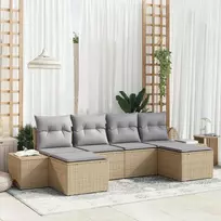Lauko baldų komplektas Sodo Sofų Rinkinys su pagalve 6 pcs Smėlio poliratanas