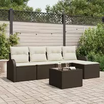 Lauko baldų komplektas Sodo Sofų Rinkinys su pagalve 6 pcs Ruda Poli ratanas