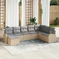 Lauko baldų komplektas Sodo Sofų Rinkinys su pagalve 8 pcs Smėlio Poli ratanas