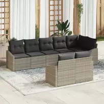Lauko baldų komplektas Sofos komplektas su pagalve 8 pcs Šviesiai pilka poliratanas