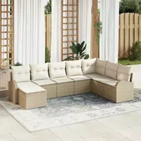 Lauko baldų komplektas Sodo Sofų Rinkinys su pagalve 8 pcs Smėlio Poli ratanas