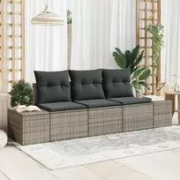 Lauko baldų komplektas Sofos komplektas su pagalve 3 pcs Pilka poliratanas