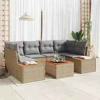 Lauko baldų komplektas Sodo Sofų Rinkinys su pagalve 6 pcs Smėlio Poli ratanas