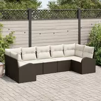 Lauko baldų komplektas Sodo Sofų Rinkinys su pagalve 7 pcs Ruda Poli ratanas
