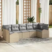 Lauko baldų komplektas Sodo Sofų Rinkinys su pagalve 7 pcs Smėlio Poli ratanas