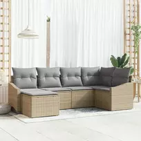 Lauko baldų komplektas Sofos komplektas su pagalve 6 pcs Smėlio poliratanas