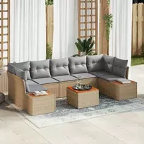 Lauko baldų komplektas Sodo Sofų Rinkinys su pagalve 8 pcs Smėlio Poli ratanas