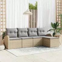 Lauko baldų komplektas Sodo Sofų Rinkinys 5 pcs Smėlio poliratanas