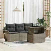 Lauko baldų komplektas Sodo Sofų Rinkinys su pagalve 5 pcs Pilka poliratanas