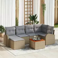 Lauko baldų komplektas Sodo Sofų Rinkinys su pagalve 7 pcs Smėlio poliratanas