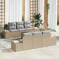 Lauko baldų komplektas Sodo Sofų Rinkinys su pagalve 7 pcs Smėlio poliratanas
