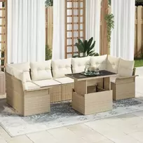 Lauko baldų komplektas Sodo Sofų Rinkinys su pagalve 8 pcs Smėlio poliratanas