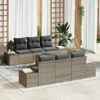 Lauko baldų komplektas Sodo Sofų Rinkinys su pagalve 7 pcs Pilka poliratanas