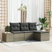 Lauko baldų komplektas Sodo Sofų Rinkinys su pagalve 4 pcs Pilka poliratanas