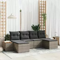 Lauko baldų komplektas Sodo Sofų Rinkinys su pagalve 6 pcs Pilka poliratanas