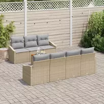 Lauko baldų komplektas Sodo Sofų Rinkinys su pagalve 8 pcs Smėlio poliratanas