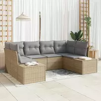 Lauko baldų komplektas Sodo Sofų Rinkinys su pagalve 6 pcs Smėlio poliratanas