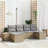 Lauko baldų komplektas Sodo Sofų Rinkinys su pagalve 6 pcs Smėlio poliratanas