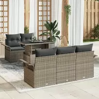 Lauko baldų komplektas Sodo Sofų Rinkinys su pagalve 6 pcs Pilka poliratanas
