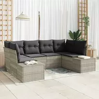Lauko baldų komplektas Sodo Sofų Rinkinys su pagalve 6 pcs Šviesiai pilka poliratanas