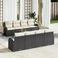 Lauko baldų komplektas Sodo Sofų Rinkinys su pagalve 9 pcs Juoda poliratanas