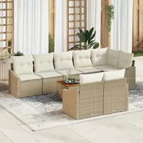 Lauko baldų komplektas Sodo Sofų Rinkinys su pagalve 9 pcs Smėlio poliratanas