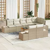Lauko baldų komplektas Sodo Sofų Rinkinys su pagalve 9 pcs Smėlio poliratanas