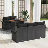 Sodo Sofų Rinkinys su pagalve 6 pcs Juoda poliratanas