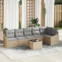 Lauko baldų komplektas Sofos komplektas su pagalve 7 pcs Smėlio poliratanas