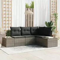 Lauko baldų komplektas Sodo Sofų Rinkinys 4 pcs Pilka poliratanas