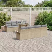 Lauko baldų komplektas Sodo Sofų Rinkinys su pagalve 9 pcs Smėlio poliratanas