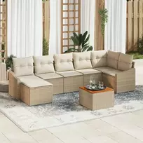 Lauko baldų komplektas Sodo Sofų Rinkinys su pagalve 8 pcs Smėlio poliratanas