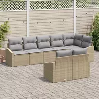 Lauko baldų komplektas Sofos komplektas su pagalve 8 pcs Smėlio poliratanas